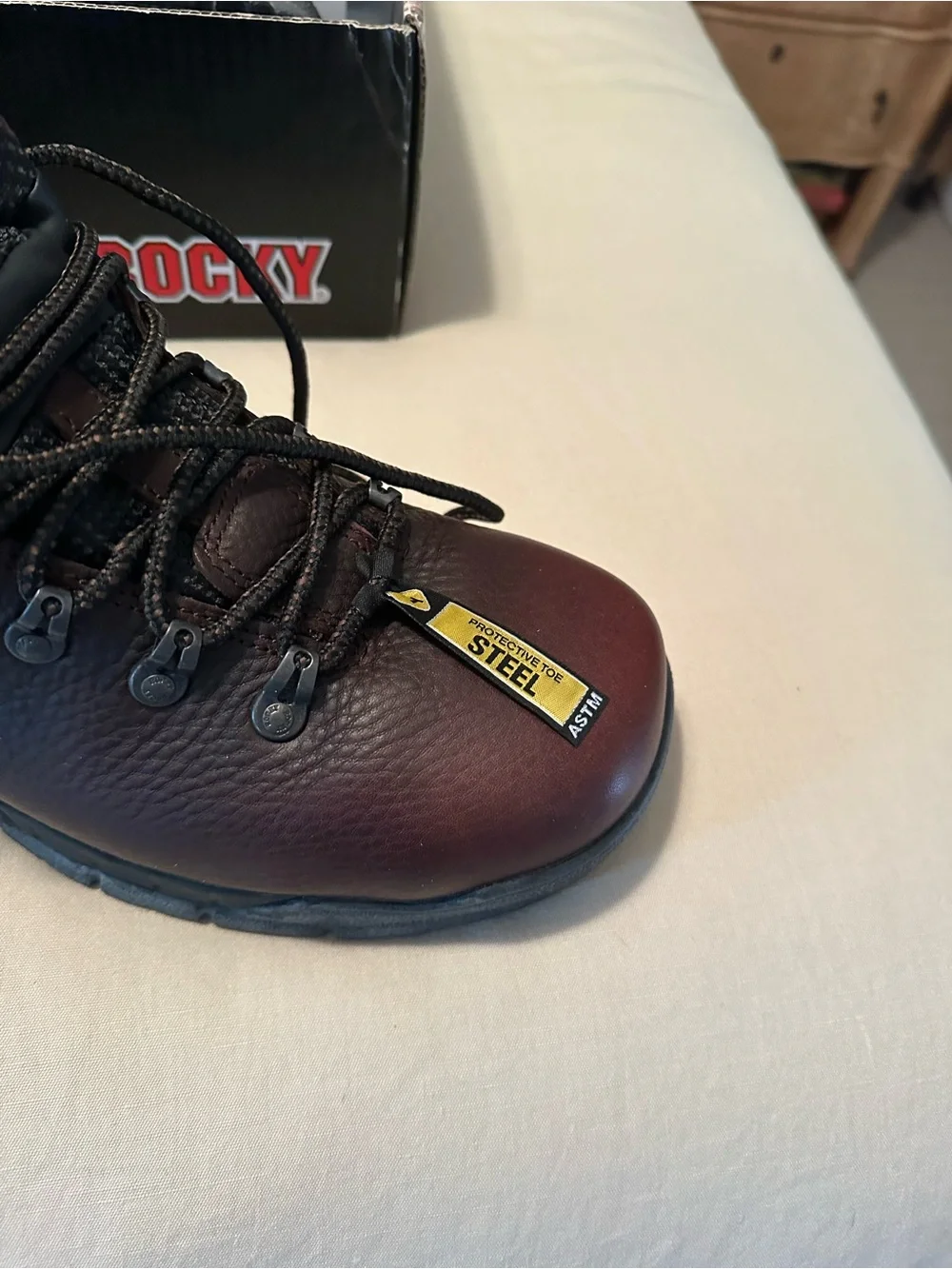 Rocky Men's Burgundy Steel Toe Leather Work Boots